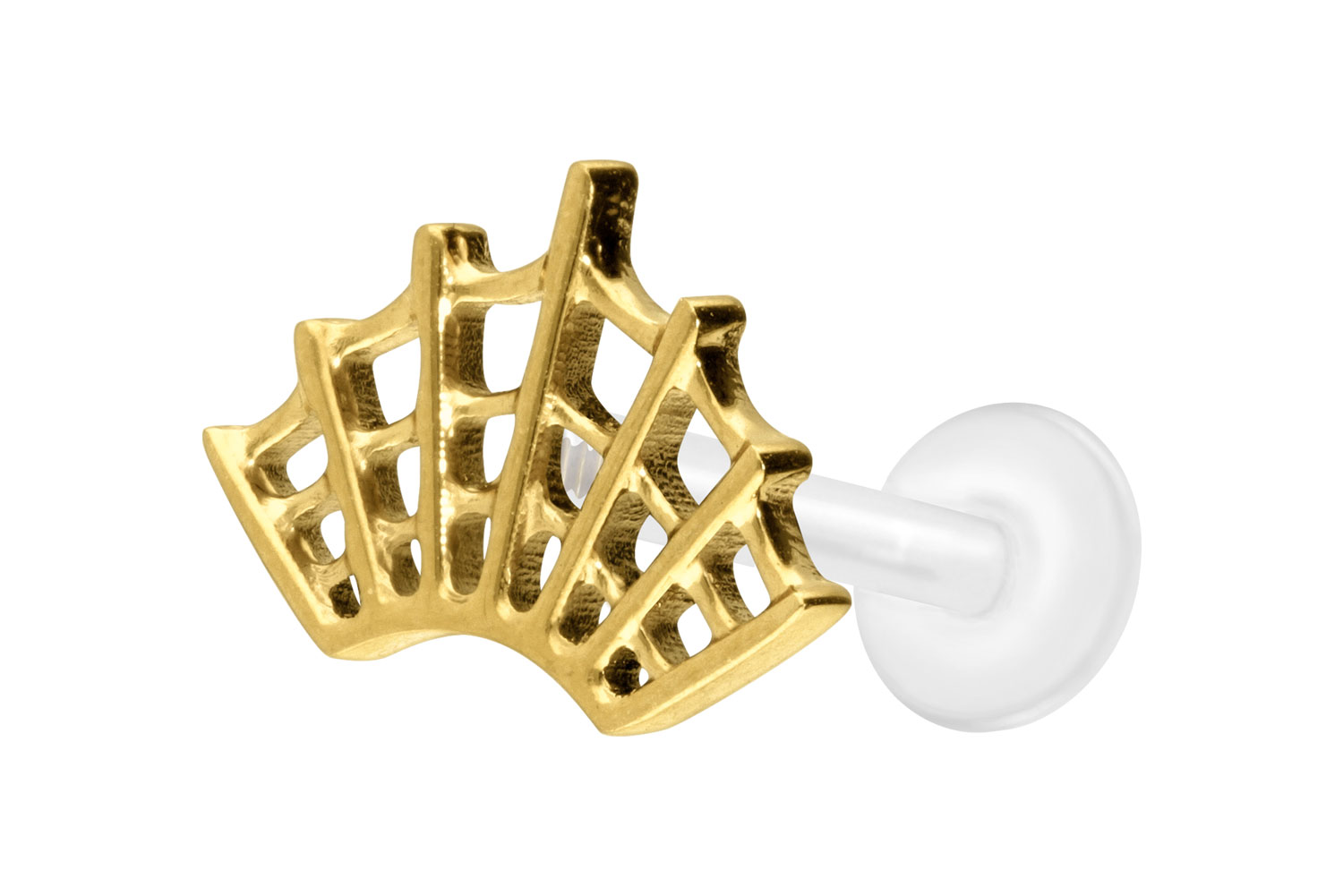 PTFE Labret Piercing mit Innengewinde + Titan-Aufsatz SPINNENNETZ